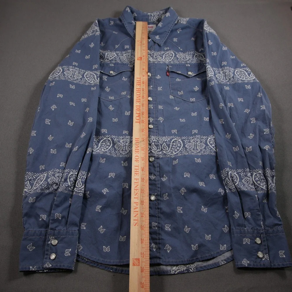 Levi's Paisley Bandana Pearl Snap Western Cowboy Rodeo Indie Men Shirt M Retro